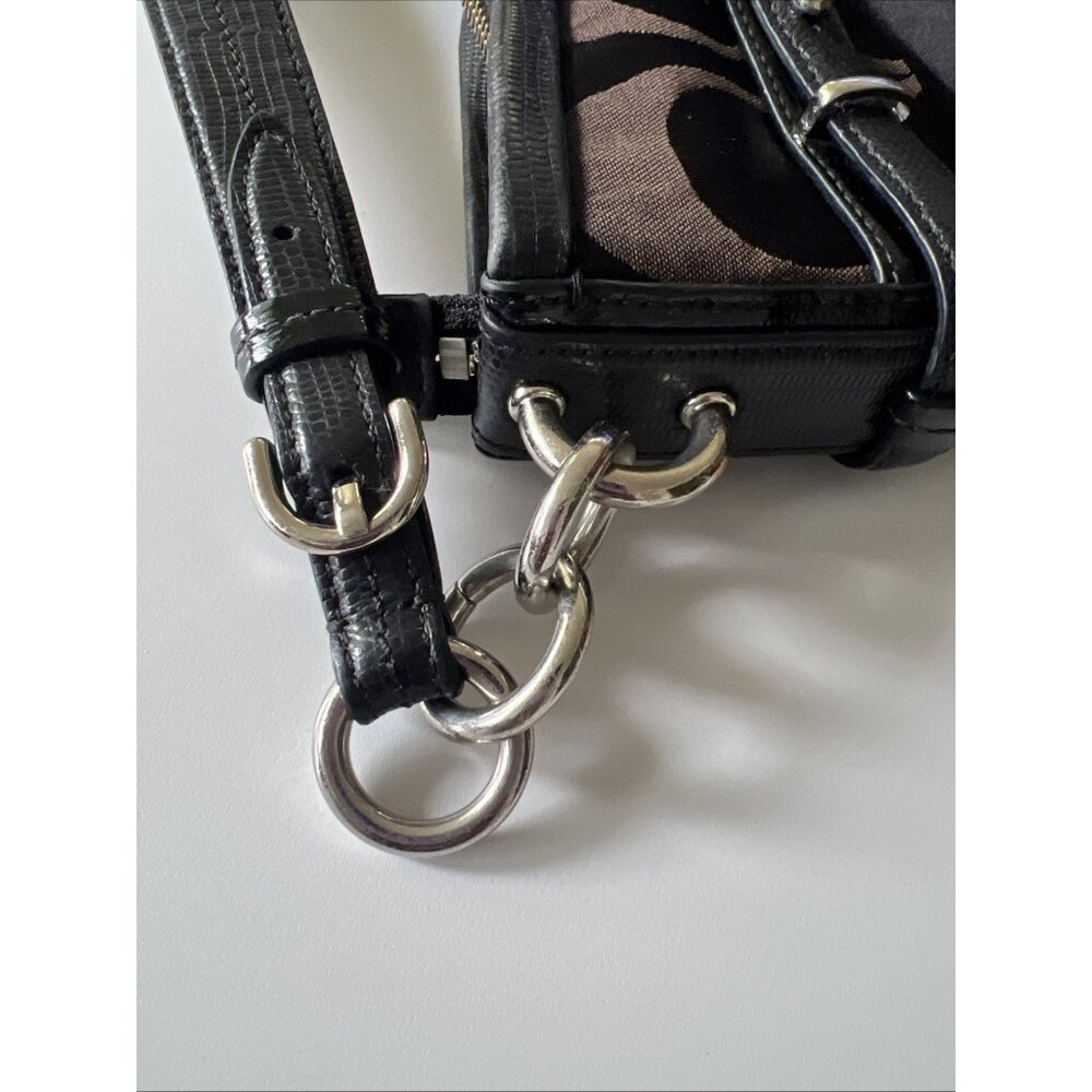 Vintage COACH #16408 Collette Signature Brown & Black Leather Cloth Bag - Picture 8 of 16